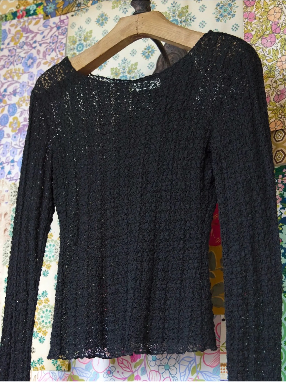 Natural Life Lace Layering Top Long Sleeve Women’s Size XL Black NWT